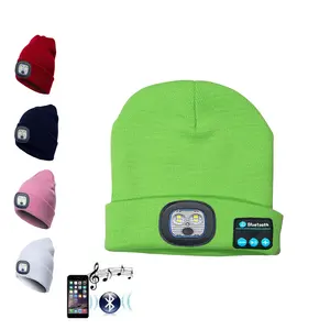 Winter Sports Warm Bluetooth Wireless Headphone Music Hat Beanie Unisex Bluetooth Led Music Beanie Hat With Light