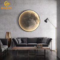 Applique Murale LED Moderne en Forme de Lune, Dimmable, Ronde, en Acrylique et Fer, 50cm, à Fixation Murale pour Chambre et Salon