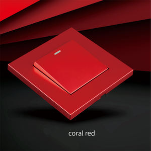 Prise murale standard FIKO EU/UK 16A, interrupteur 2 voies 1 gang, prise électrique universelle 5 broches USB Type-C personnalisable en PC rouge - Product Image 2