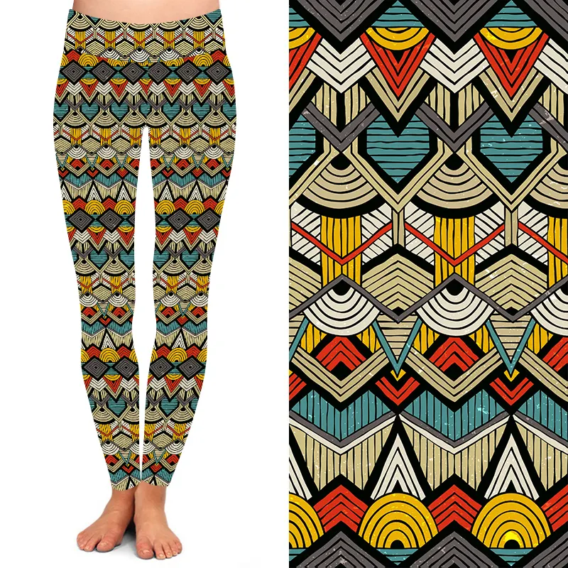 92% poliestere 8% spandex 230gsm burrosa morbida geometrica a forma di stella ankara africano di stampa leggings