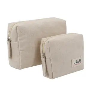Cosmetic Make Up Bag Eco Linen Cosmetic Make Up Zipper Pouch Bag With Cotton Private Label Logo Natural Skincare Toiletry Storage Promotional Bags