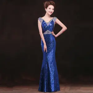 New Arrival Blue fishtail sequins prom dresses 2023 evening gowns elegant wedding long gown for mother of the bride