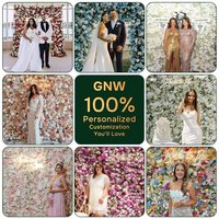 Fournitures de mariage GNW, décoration florale pour la maison, bouquet de roses et d'hortensias, fleurs artificielles en soie, toile de fond décorative pour mur