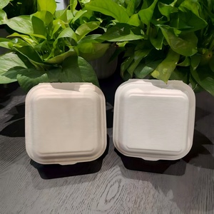 Caja para Hamburguesas de 6 Pulgadas, Contenedor de Bagazo Biodegradable, Caja Desechable para Llevar, Tipo Concha con Bisagras - Product Image 2