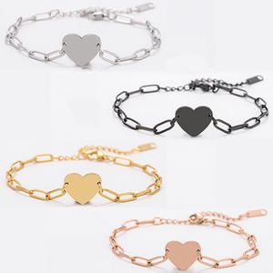 Edelstahl Herzförmiges Armband Blank Laser gravur Druck material Love Fashion Holiday Geschenk Armband Großhandel - Product Image 2