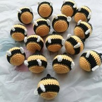 Porte-clés pendentif en laine au crochet fait main, motifs abeilles (grande et petite) et autres animaux insectes mignons, accessoires de poupées, emballage en vrac