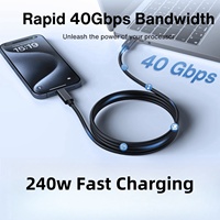 PD240W 5A TBT5 câble USB C charge rapide 16K60Hz/80Gbps USB C 4.2 Nylon prend en charge TBT4 3 USB4 V2/ DP 2.1 boîtier d'ordinateur PCIe
