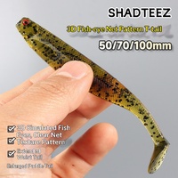 Leurre souple en PVC à texture maillée 3D, queue en T, 50mm 70mm 100mm, nageur coulant à queue de pagaie, pour la pêche au bar et au grouper en eau douce et salée