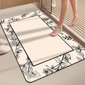 Absorbent Grey <strong>Floral</strong> Kitchen Custom Print Animals Color Cashmere 3 Pcs <strong>Bathroom</strong> <strong>Rug</strong> Rubber Bath Mat Bath <strong>Rug</strong> - Product Image 5