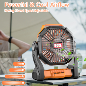 Ventilador de Camping Multifuncional 2026, Portátil de 4 Velocidades con Luz LED de 3 Niveles, Recargable para Oficina y Trabajo al Aire Libre - Product Image 2