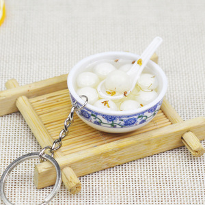 Mô Phỏng Thực Phẩm Mặt Dây Chuyền Nhựa PVC Trứng Mì Keychain Lớn Màu Xanh Và Trắng Sứ Bát Mì Nhựa Cho DIY - Product Image 6
