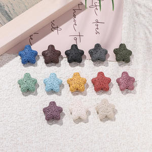 Perles de pierre de lave colorées en forme d'étoile perles en vrac perles de roche pierre précieuse volcanique pour boucles d'oreilles Bracelet collier fabrication de bijoux - Product Image 4