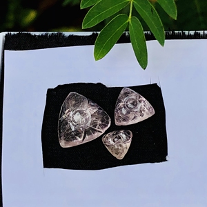 59 Ct ธรรมชาติไร้ที่ติสีชมพู Morganite ตัดแกะสลักอัญมณีหลวมขนาดแพ็ค 3 ชิ้น Morganite Pear Cabochon สําหรับเครื่องประดับหิน - Product Image 2