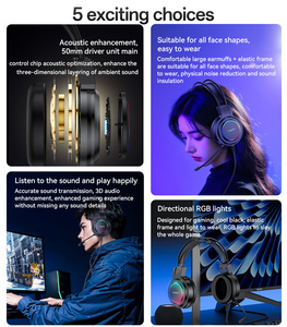 Yesido HD <span class=keywords><strong>Microphone</strong></span> 3D Stereo Âm Thanh Giao Diện USB RGB Chơi Game Tai Nghe Có Dây Tai Nghe Có Dây Ek05 - Product Image 3