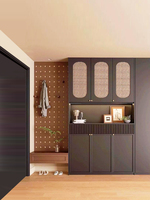 Meuble d'entrée en rotin rétro français, armoire à chaussures et porte-manteau en bois massif, personnalisation complète de toute la maison, style mi-ancien