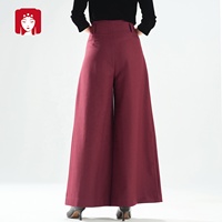 Culottes pour femmes BuYi LiRen Ge, nouveau style 2025, taille haute, fluide, jambe large, respirant, pantalon de printemps, rouge bordeaux, coupe ample, OEM accepté