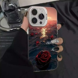 เคสโทรศัพท์มือถือ TPU ลายดอกกุหลาบพิมพ์ลายดอกไม้สีเงินสำหรับ iPhone 8 x XR XS 11 12 13 14 15 16 17 PRO MAX - Product Image 6