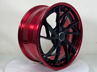 Glänzend Schwarze Candy-Rote Felgen mit Lippen-Netzdesign aus Geschmiedeter 6061 T6 Aluminiumlegierung 12000T Gepresst TÜV JWL VIA Std S4-00032 18-24 Zoll Maßanfertigung