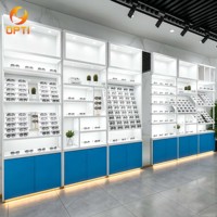 Étagères de présentation pour magasin d'optique avec éclairage LED, armoire murale pour lunettes avec comptoir de caisse pour boutique