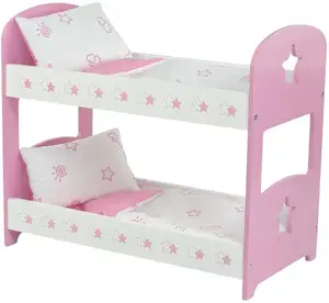 2023 नई लकड़ी गुड़ियाघर फर्नीचर के बच्चे चारपाई बिस्तर के लिए सीढ़ी के साथ लघु गुड़ियाघर Accessoriesdoll चारपाई बिस्तर