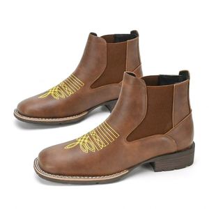 2026 Men's Luxury Leather Chelsea <b>Boots</b> Square Toe Comfortable Durable Stylish Men Cowboys Versatile Shoes for Formal Occasions - Product Image 2