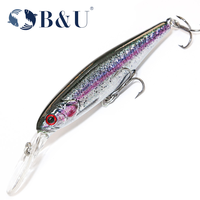 Leurre dur B&U Série JT02 - Plastique ABS haute résistance pour la pêche au bar, au brochet, au bar de mer et au saumon - Utilisation en rivière et en lac