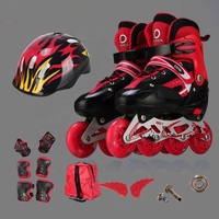 Vente en gros enfant adulte roue réglable patinage clignotant patin à roulettes chaussure avec casque pour hommes enfants filles garçon