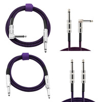 3 meter kualitas tinggi TS Plug 6.35mm 1/4 "sudut kanan untuk Lurus kabel gitar Bass listrik