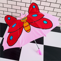 Paraguas Infantil con Diseño de Orejas 3D, Mango Largo Creativo, Varillas de Fibra de Vidrio, Mango de Plástico, Estructura de Acero, Personalizable