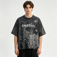 Säuregewaschenes Distressed Oversized Boxy Fit 100% Baumwolle Schwergewichts-T-Shirt mit individuellem Digitaldruck Gothic Streetwear T-Shirt Herren OEM