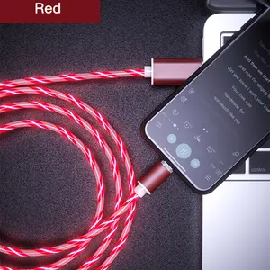 Flowing Light LED Magnetic Charging Cable Micro USB Type C Magnet USB Cable Streamer Phone Charger Cable For IPhone