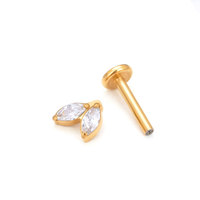 Boucles d'oreilles en titane G23 ASTM F136 en forme de fleur serties de zircons pour soirée - Bijoux de piercing sexy pour hélix d'oreille, nez et lèvre (labret)