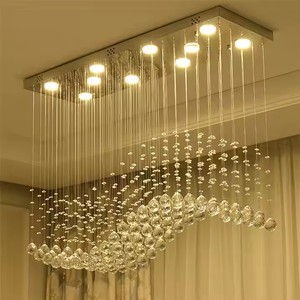 ที่มีคุณภาพสูงหรูหราแสงสี่เหลี่ยมโต๊ะรับประทานอาหาร K9คริสตัลน้ำฝนโคมระย้าโคมไฟระย้าที่ทันสมัย - Product Image 5