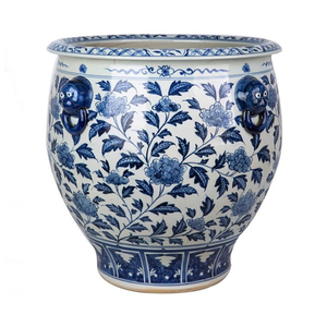 Jingdezhen Grands pots de fleurs en céramique peints à la main pour l'extérieur <span class=keywords><strong>Bleu</strong></span> Blanc Motif de feuilles Pots de fleurs et jardinières - Product Image 2