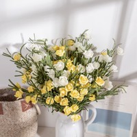 Vente chaude : Spray de roses artificielles effet naturel, fabriquées à la main, avec 9 têtes de fleurs en PE, pour la décoration de la maison et de mariages