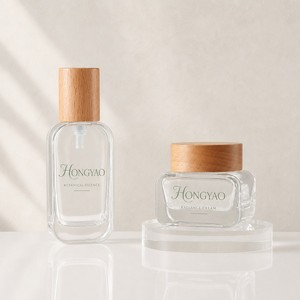 Juego de Envases Minimalistas de Vidrio Transparente para Cuidado de la Piel, Botella con Pulverizador y Tapa de Rosca Redonda, Tarro para Crema, Etiqueta Privada, Crema Facial - Product Image 2