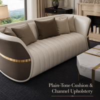 Ensemble de Canapés en Cuir de Luxe, Design Italien Tendance, pour Villa Haut de Gamme, Décoration de Salon, Canapé Créatif