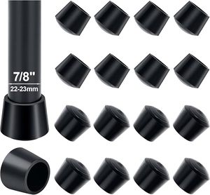 Embouts de pieds de chaise en caoutchouc Coussinets de protection réutilisables de 22mm avec design rond noir antidérapant - Product Image 1