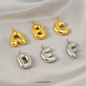 Abalorios con Iniciales de Letras Burbuja |   Colgante de Alfabeto Inflado de la A a la Z, Chapado en Oro PVD de 18K y Acero Inoxidable Plateado, para Fabricación de Joyería DIY - Product Image 2