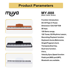MY MUSIC MY-888 <span class=keywords><strong>Piano</strong></span> <span class=keywords><strong>Numérique</strong></span> en Bois avec 88 Touches Sensibles au Toucher, Clavier Électronique Musical MIDI, Orgue Électrique - Product Image 4