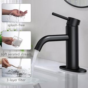 Bán buôn chậu nước nóng và lạnh tap vòi nước nhà bếp thép không gỉ Matte hình vuông màu đen lưu vực vòi nước cho phòng tắm - Product Image 4