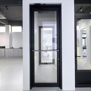 Puerta de Entrada Comercial Moderna de Aluminio Negro Mate con Vidrio Templado, Puerta Frontal con Marco de Aluminio Negro Mate Ultrafino - Product Image 3