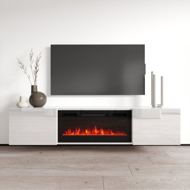 72'' Media Console with Electric Fireplace Included