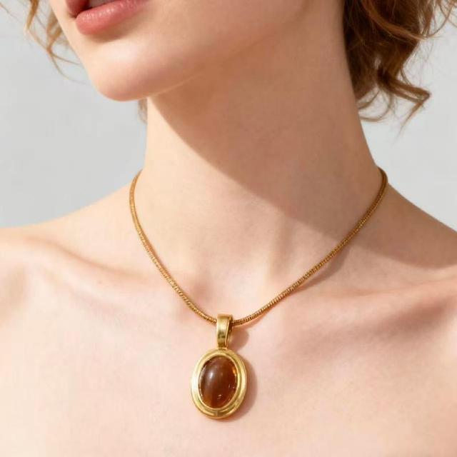 💍 Pendentif Rond Citrine Et Argent 925 - Création Unique Atelier Lunaire - Avec Chaîne