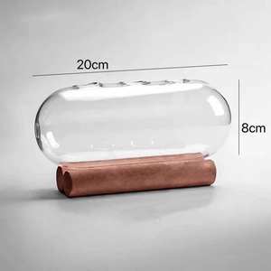 Vase en verre rond transparent moderne soufflé sur mesure en borosilicate, <span class=keywords><strong>terrarium</strong></span> en verre de forme ovale pour plantes - Product Image 5