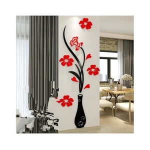 Vente en gros de vase à fleurs multi-pièces colorés autocollant <span class=keywords><strong>mural</strong></span> 3D en acrylique pour décoration artistique DIY poster <span class=keywords><strong>mural</strong></span> pour décoration intérieure bâton pour chambre à coucher - Product Image 1