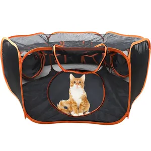 Tenda pop-up hewan peliharaan, tenda lipat serbaguna untuk terowongan luar ruangan rumah kucing dan anjing