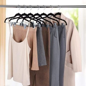 Adult pants hanger, plush fabric hanger with clips, plastic anti-slip clothing store rack, <b>clothes</b> hanger, plastic <b>clothes</b> rack - Product Image 6