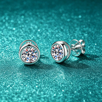 Boucles d'oreilles clous en argent sterling S925 certifiées GRA, moissanite couleur D, pour femmes, forme bulle ronde 1CT/2CT, vente en gros