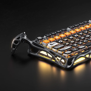 Nouveau Mercury K1 Pro - <span class=keywords><strong>Orange</strong></span> vif, alliage d'aluminium, 75% de touches, commutateur linéaire tri-mode, amortissement en mousse, double RGB indépendant, souris de jeu - Product Image 4